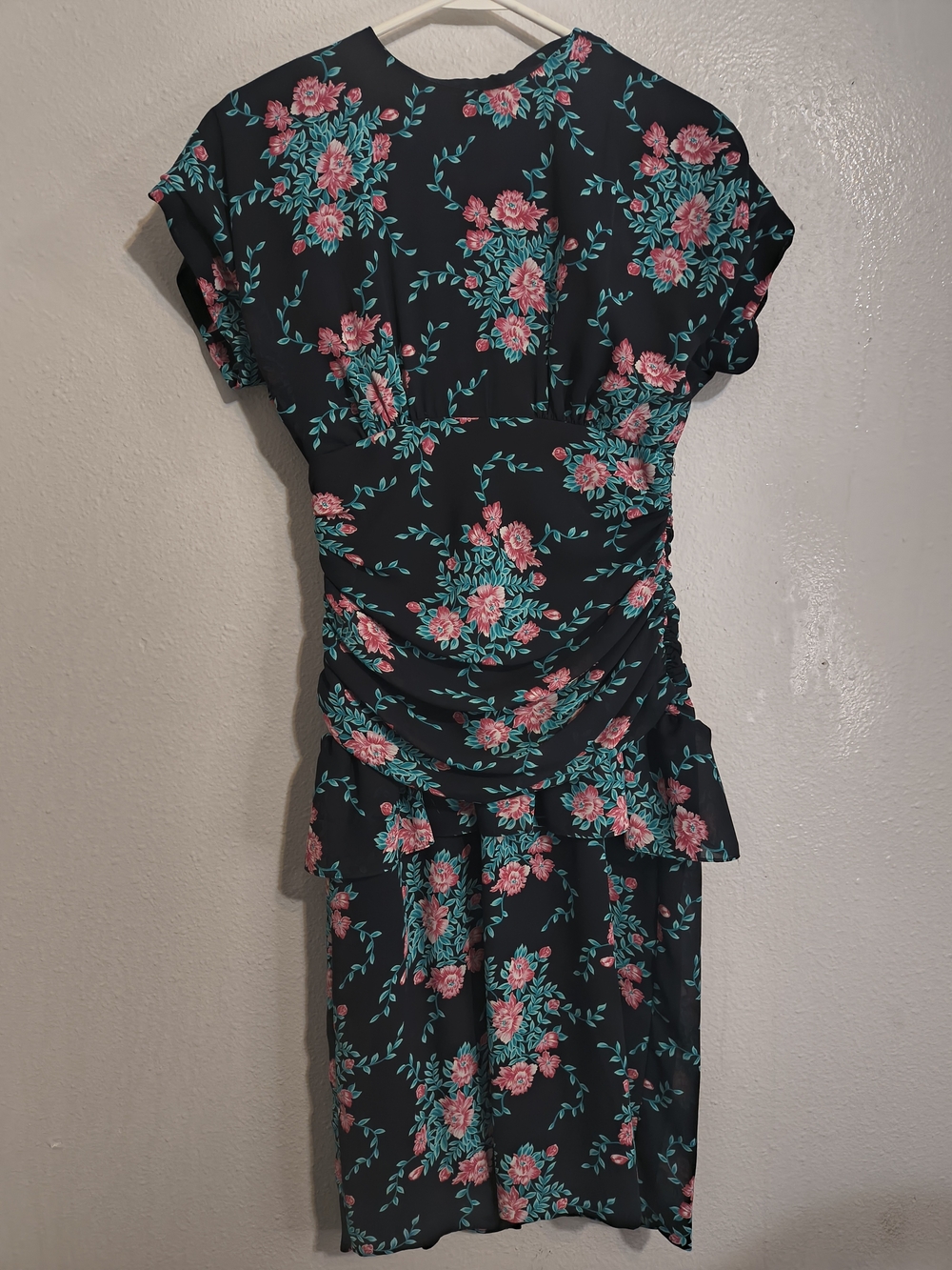 Vintage Liz Roberts by Mary Ann Lammers Floral Ruched Peplum Dress Size 10